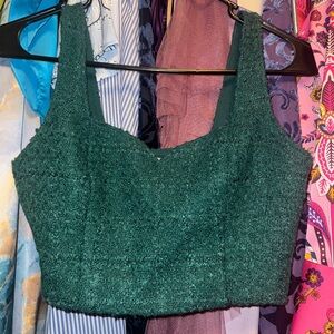 Abercrombie & Fitch Green Textured Crop Top